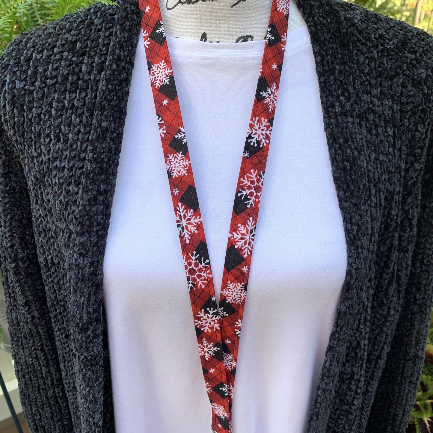 Handmade Snowflake Lanyard, Cute Lanyard with ID holder, Popular Right Now, Teacher Lanyard with ID holder, Snowflakes, Librarian Gifts