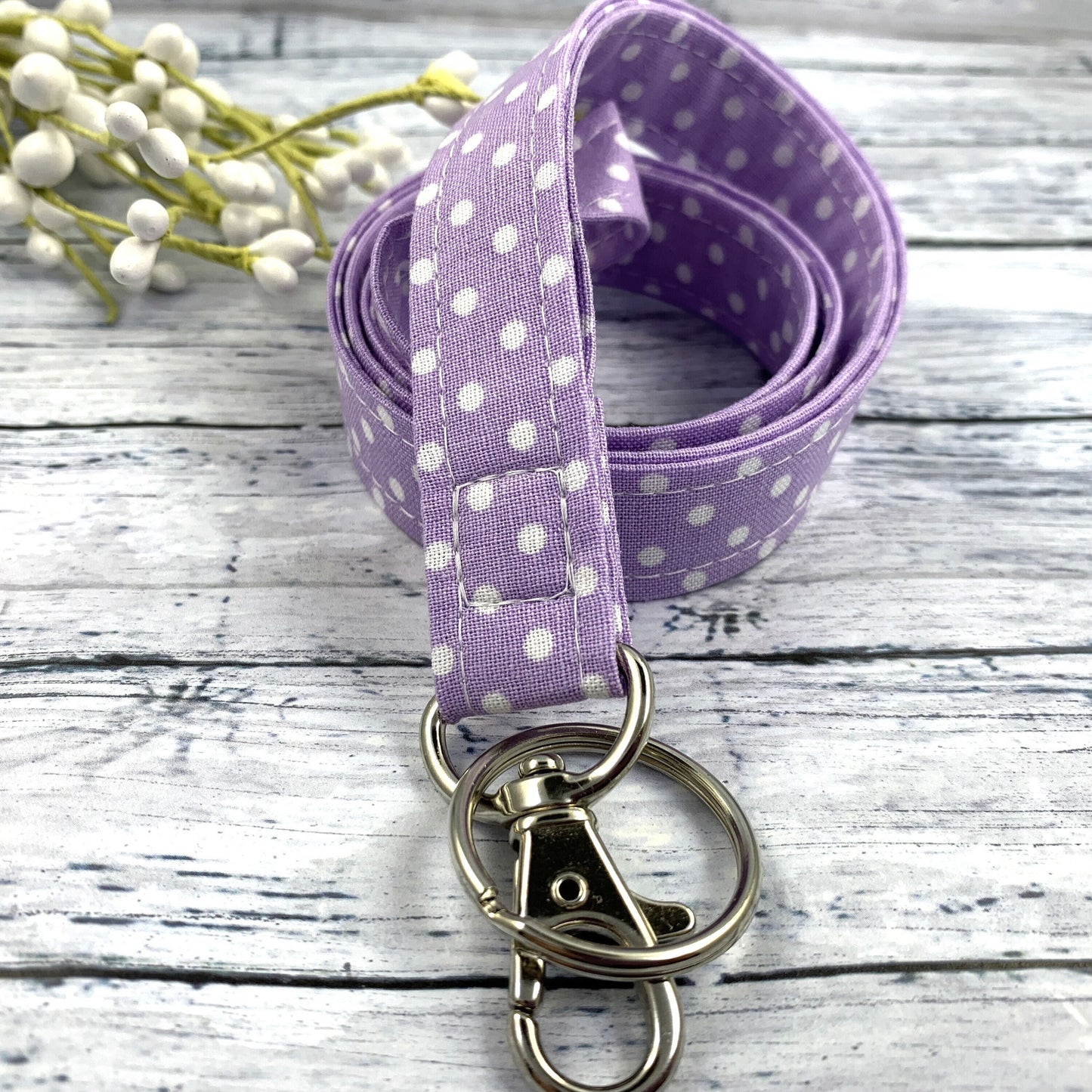 Polka Dot Lanyard, Cute Lanyard with ID holder, Popular Right Now, Teacher Lanyard with ID holder, Lavender Lanyard, Librarian Gifts
