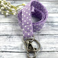 Polka Dot Lanyard, Cute Lanyard with ID holder, Popular Right Now, Teacher Lanyard with ID holder, Lavender Lanyard, Librarian Gifts