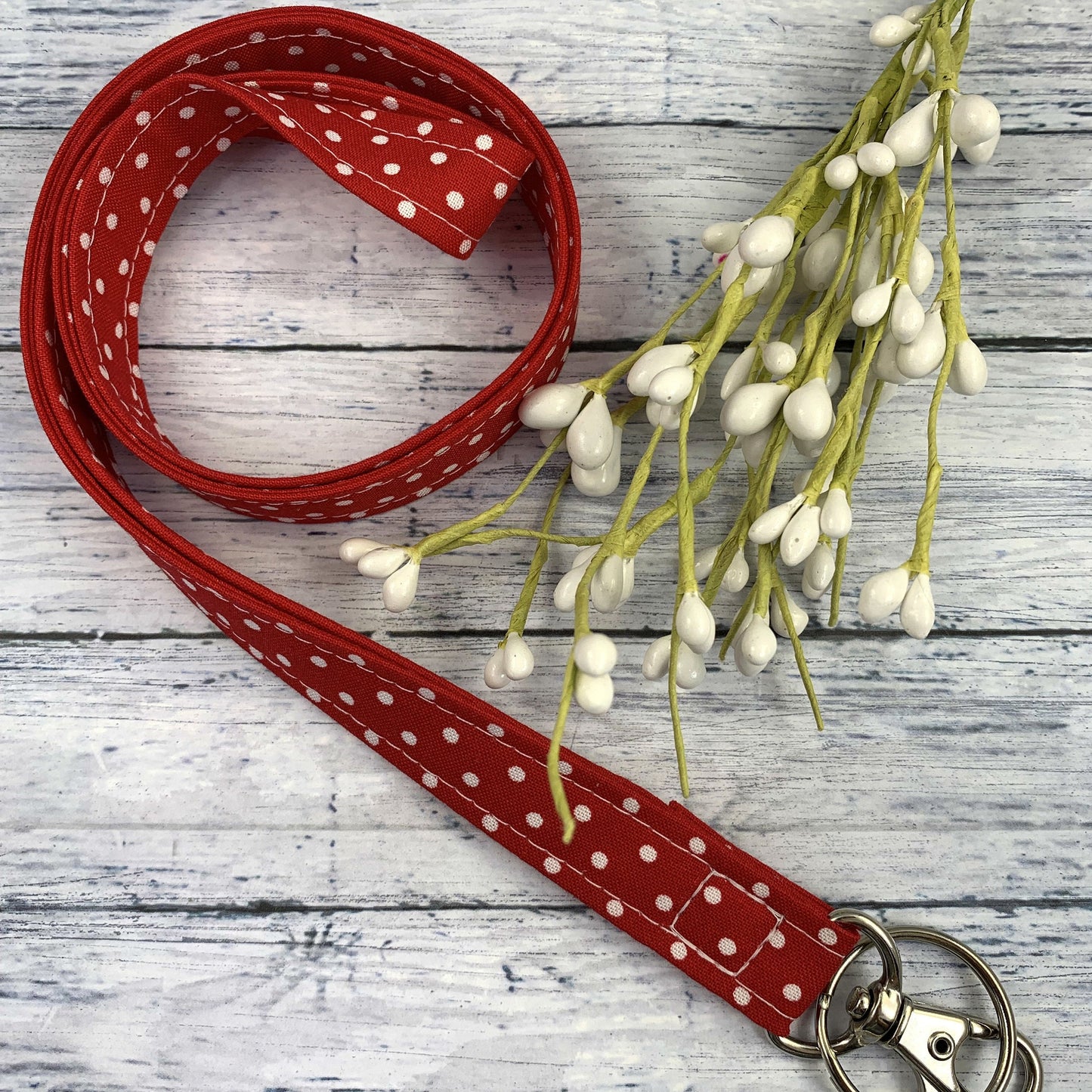 Handmade Polka Dot Lanyard, Cute Lanyard with ID holder, Popular Right Now, Teacher Lanyard with ID holder, Red Lanyard, Librarian Gifts