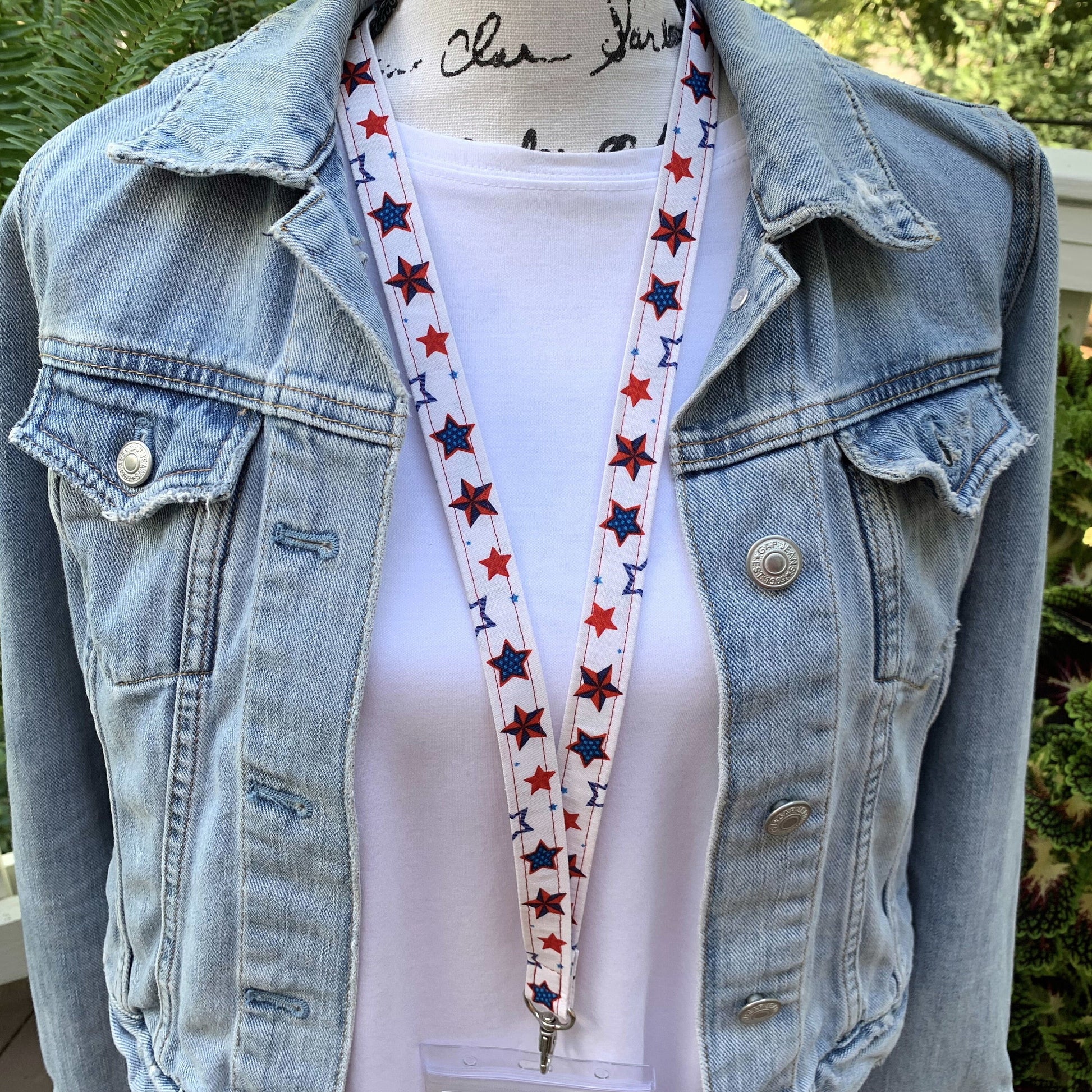 Handmade Stars Lanyard, Cute Lanyard with ID holder, Patriotic Lanyard, Teacher Lanyard with ID holder, Lanyard for keys, Librarian Gifts
