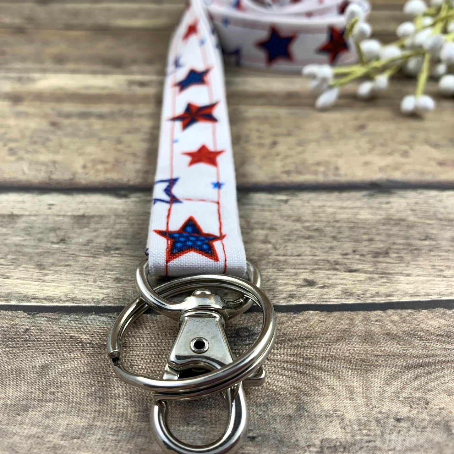 Handmade Stars Lanyard, Cute Lanyard with ID holder, Patriotic Lanyard, Teacher Lanyard with ID holder, Lanyard for keys, Librarian Gifts