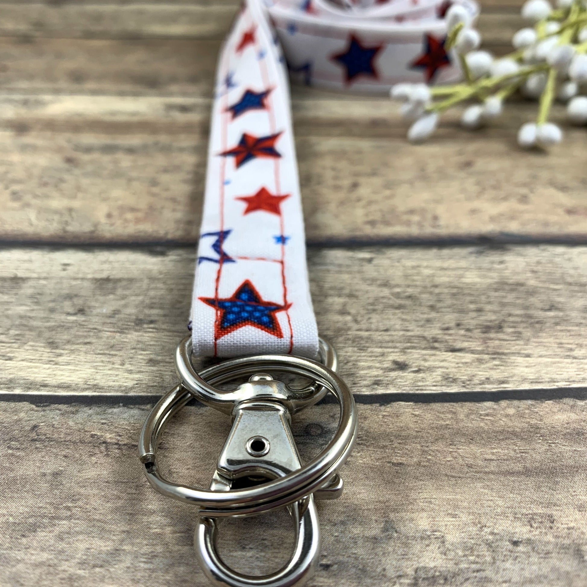 Handmade Stars Lanyard, Cute Lanyard with ID holder, Patriotic Lanyard, Teacher Lanyard with ID holder, Lanyard for keys, Librarian Gifts