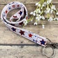 Handmade Stars Lanyard, Cute Lanyard with ID holder, Patriotic Lanyard, Teacher Lanyard with ID holder, Lanyard for keys, Librarian Gifts