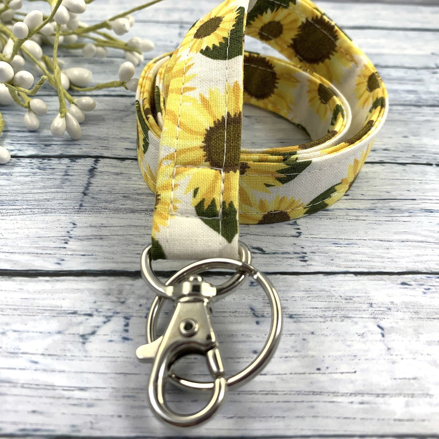 Sunflower Lanyard | Fabric Lanyard | Badge ID Holder | Name Tag Lanyard | Keychain | Lanyard for Keys | Floral Lanyard | Sunflowers