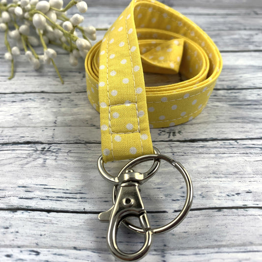 Polka Dot Lanyard, Cute Lanyard with ID holder, Popular Right Now, Teacher Lanyard with ID holder, Yellow Lanyard, High School Teacher