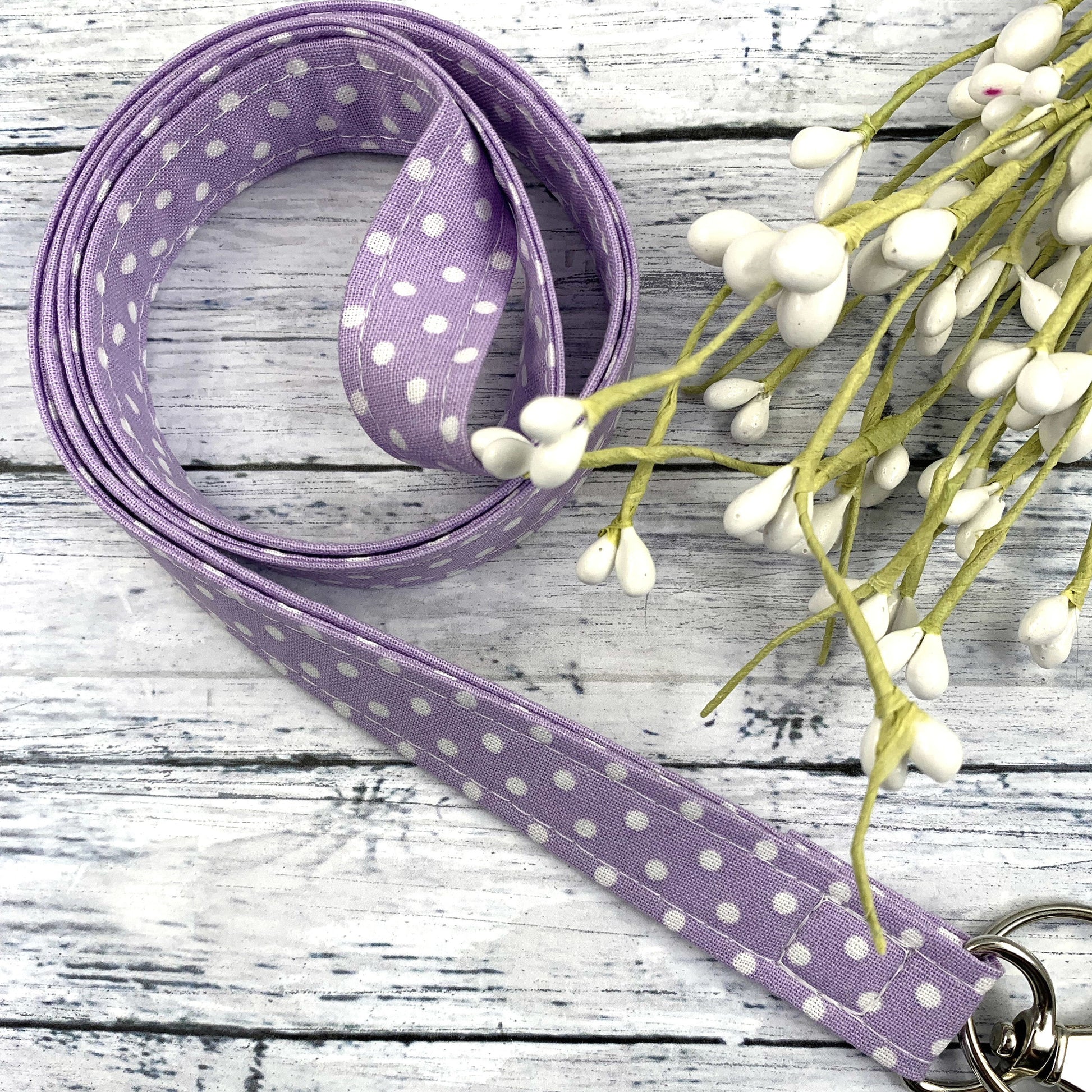 Polka Dot Lanyard, Cute Lanyard with ID holder, Popular Right Now, Teacher Lanyard with ID holder, Lavender Lanyard, Librarian Gifts