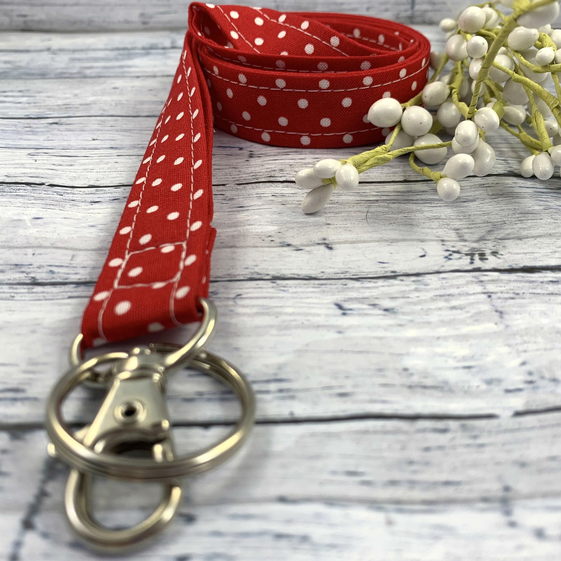 Handmade Polka Dot Lanyard, Cute Lanyard with ID holder, Popular Right Now, Teacher Lanyard with ID holder, Red Lanyard, Librarian Gifts