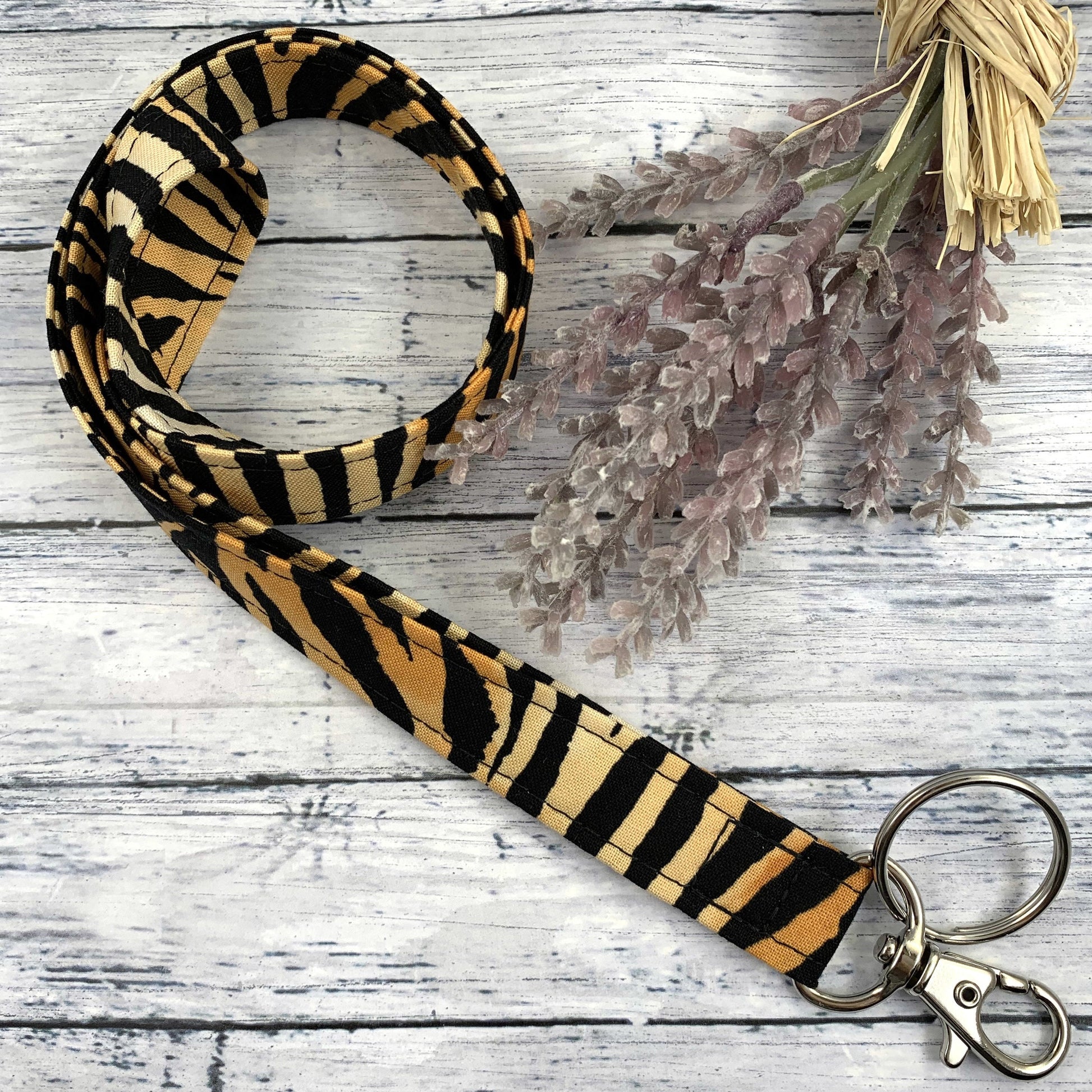 Handmade Tiger Print Lanyard, Cute Lanyard with ID holder, Popular Right Now, Teacher Lanyard with ID holder, Animal Print, Librarian Gifts
