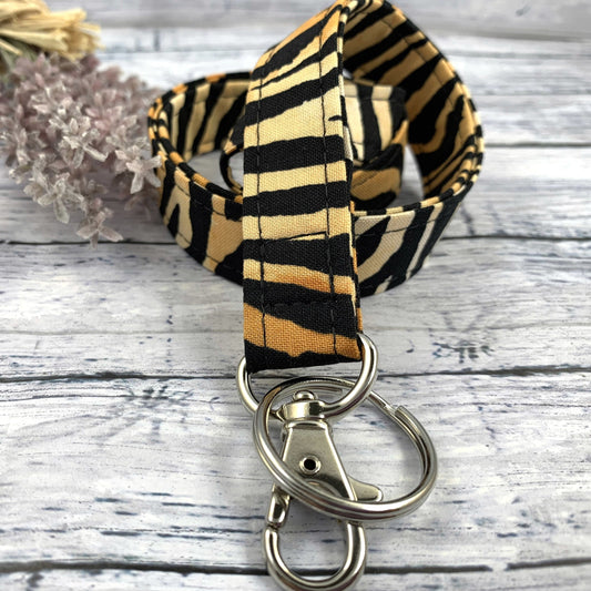 Handmade Tiger Print Lanyard, Cute Lanyard with ID holder, Popular Right Now, Teacher Lanyard with ID holder, Animal Print, Librarian Gifts
