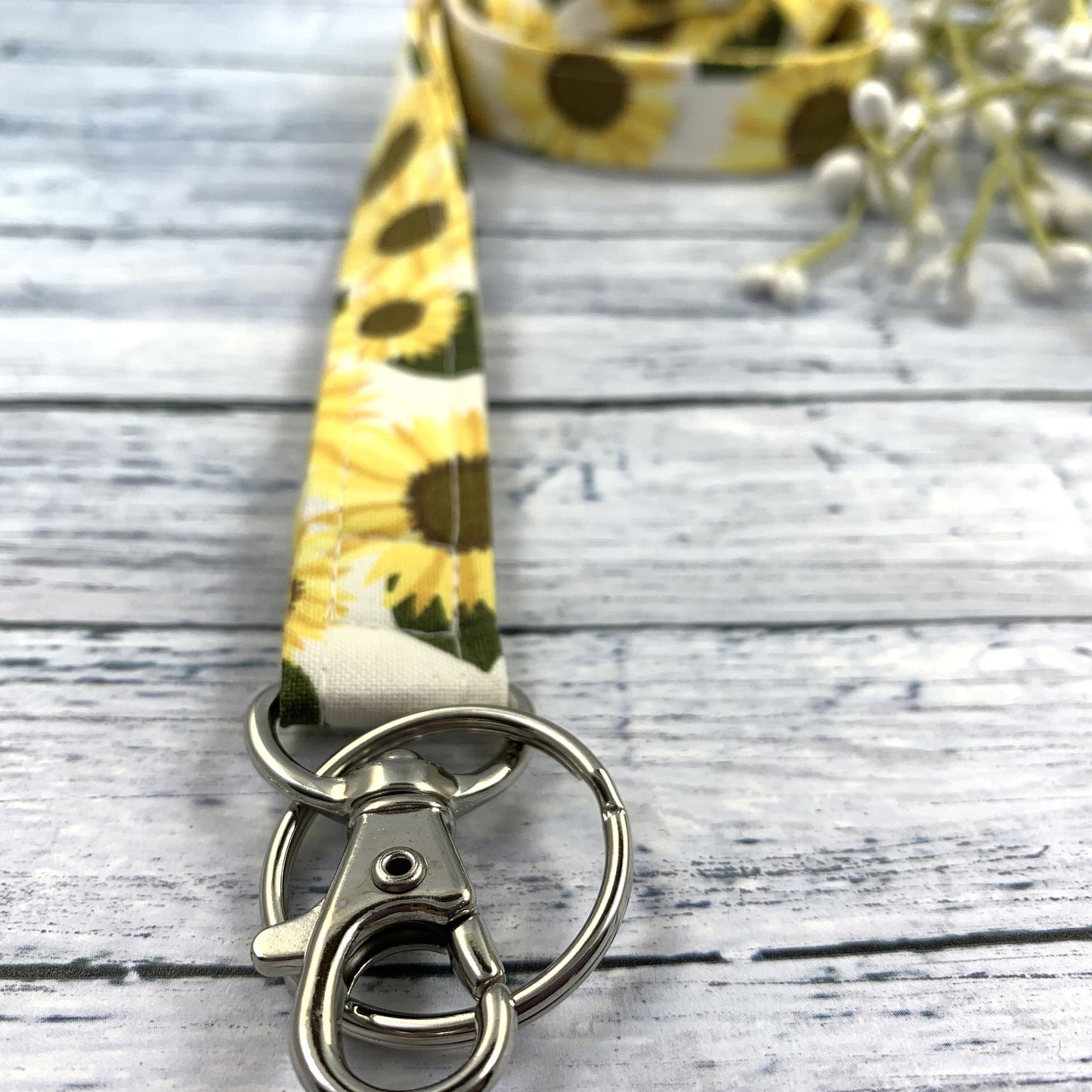 Sunflower Lanyard | Fabric Lanyard | Badge ID Holder | Name Tag Lanyard | Keychain | Lanyard for Keys | Floral Lanyard | Sunflowers
