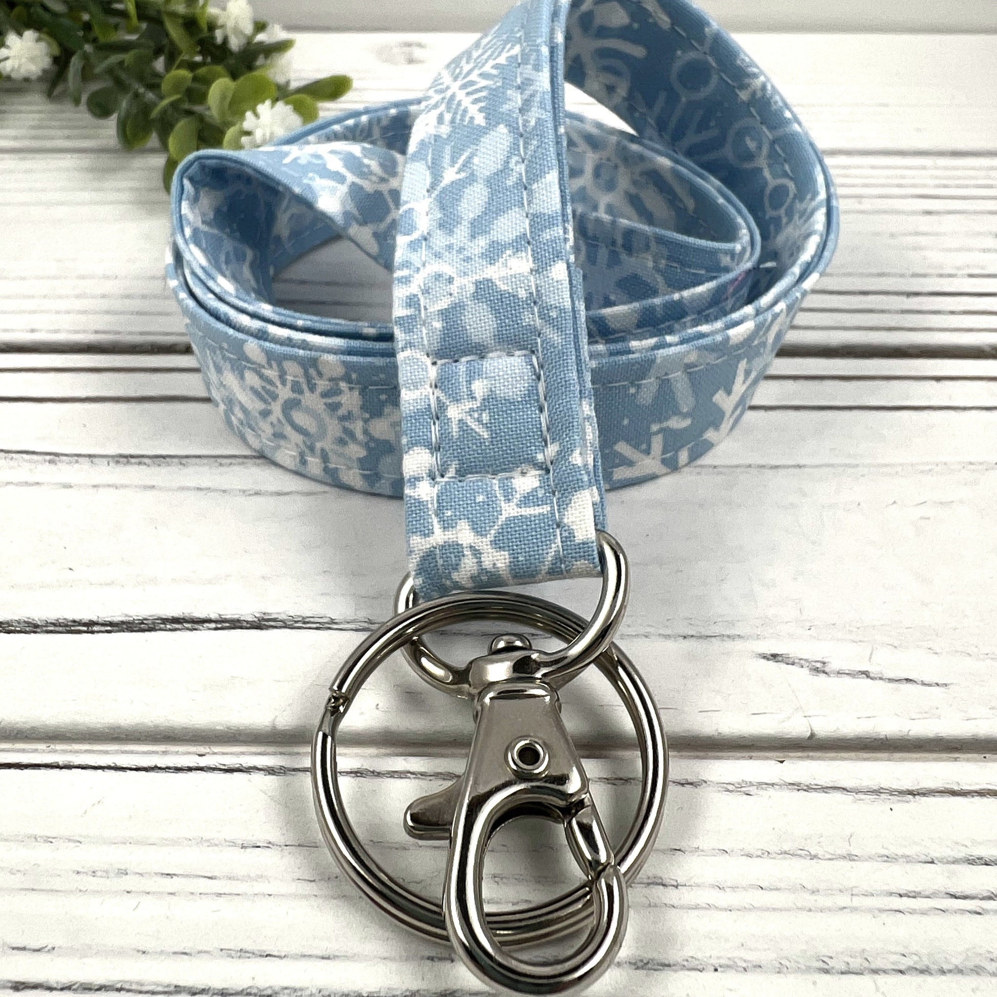 Handmade Snowflake Lanyard, Snowflakes Gift, Lanyard for Badge , Cute Lanyard for Keys, Cool Lanyard, Teacher Breakaway Lanyard, Useful Gift