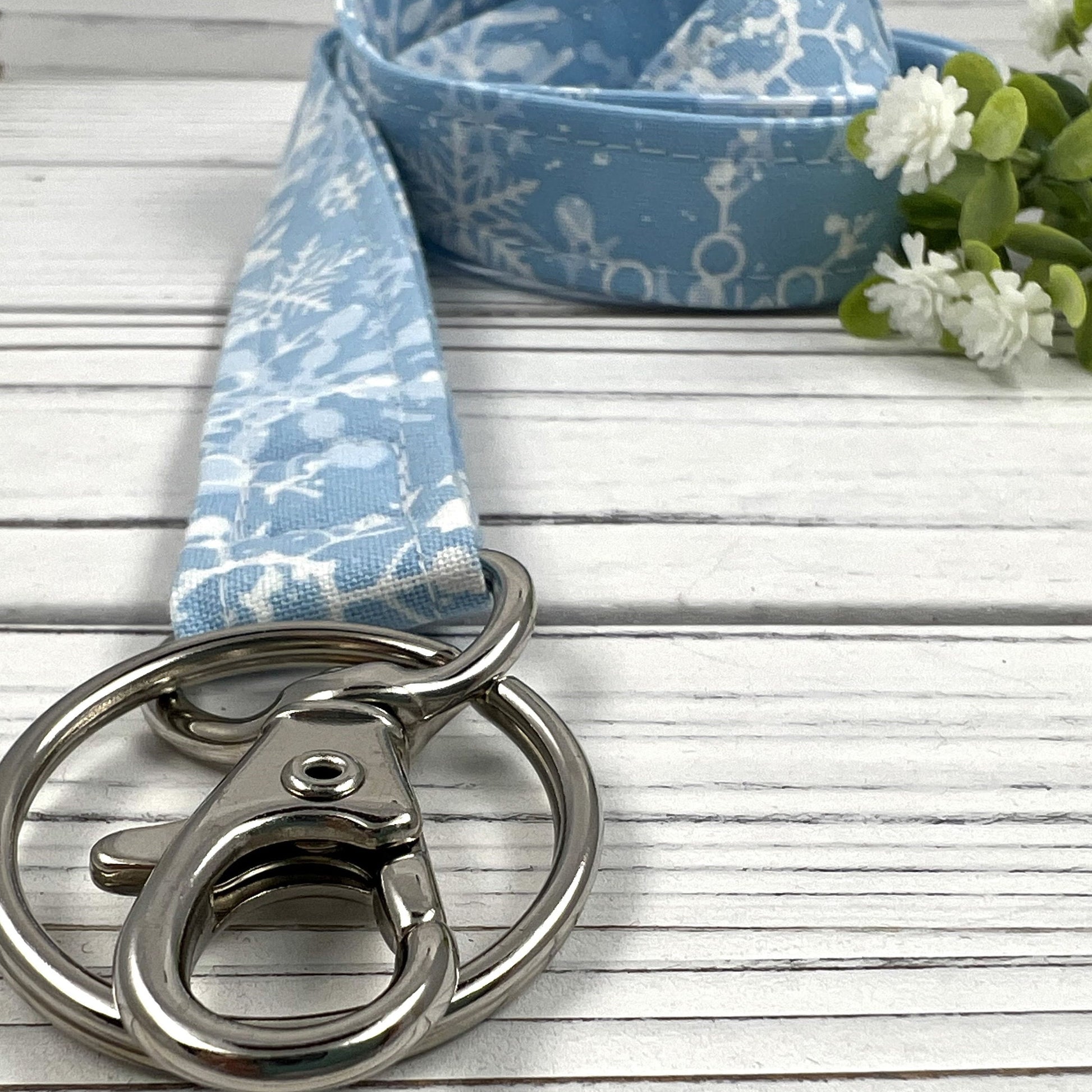 Handmade Snowflake Lanyard, Snowflakes Gift, Lanyard for Badge , Cute Lanyard for Keys, Cool Lanyard, Teacher Breakaway Lanyard, Useful Gift